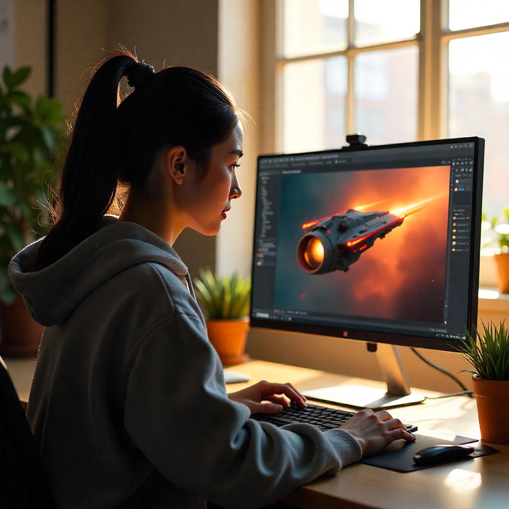 3D Modeler creating digital assets